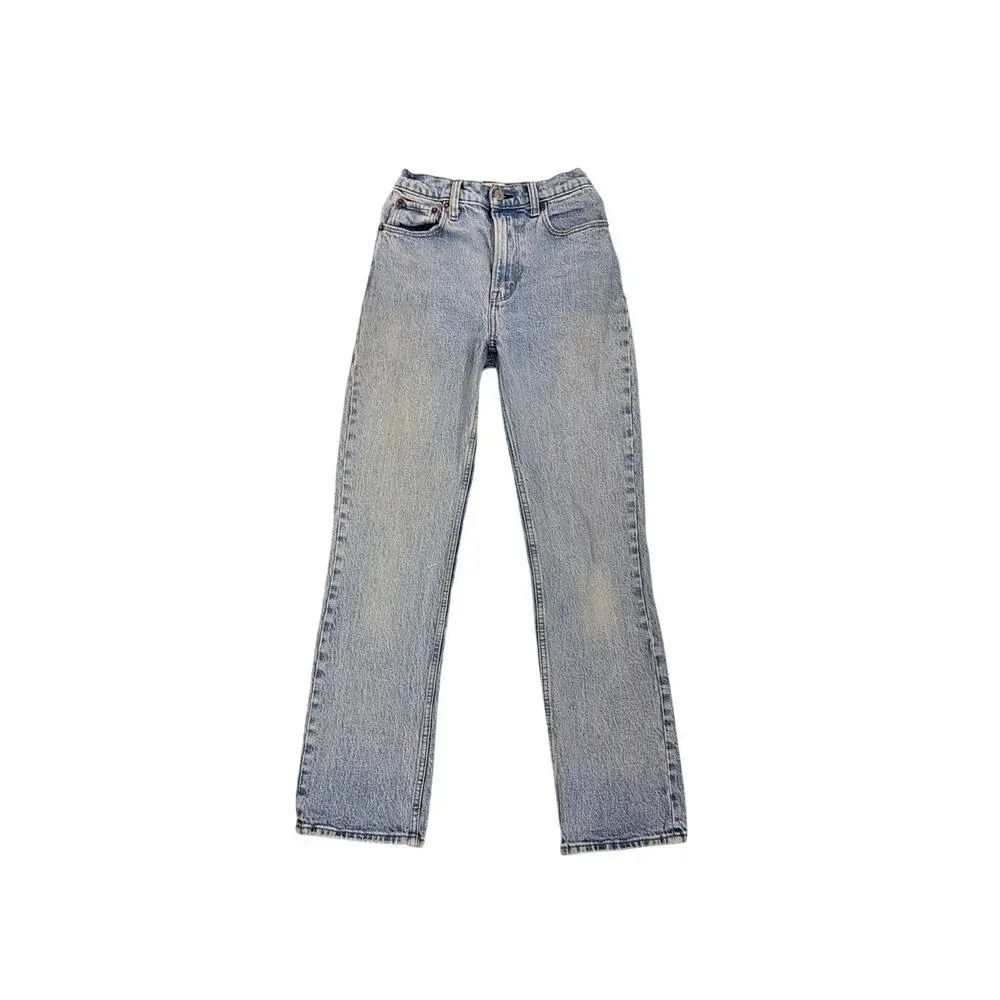 Abercrombie & Fitch 90's Straight Ultra High Rise Denim Blue Jeans Size 24 | 00